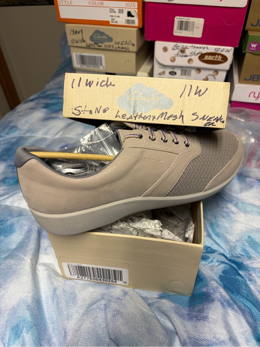 Clarks Women’s Stone Leather & Mesh Sneaker